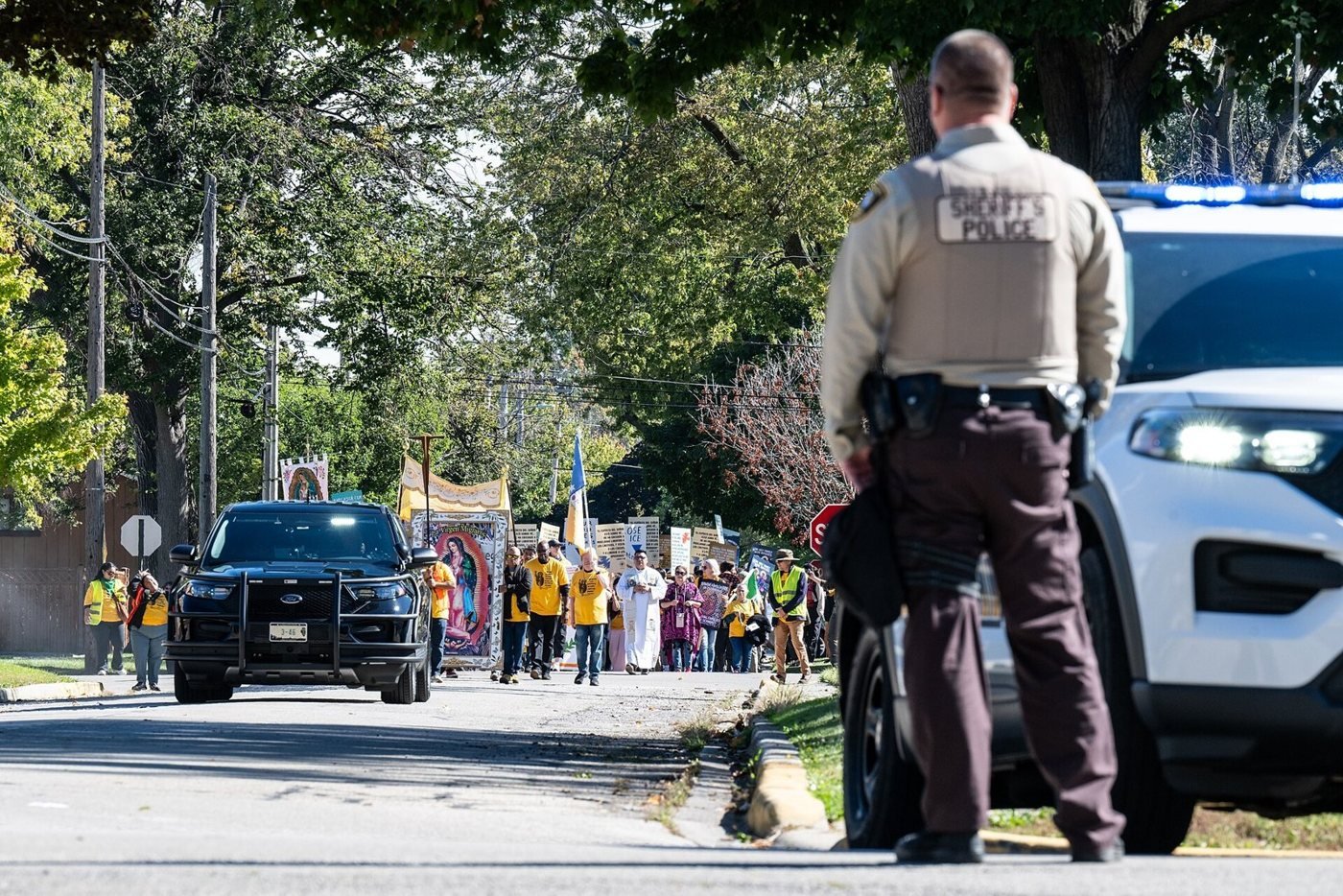 A Eucharistic procession to the Broadview ICE facility, Illinois, 11 October 2025.