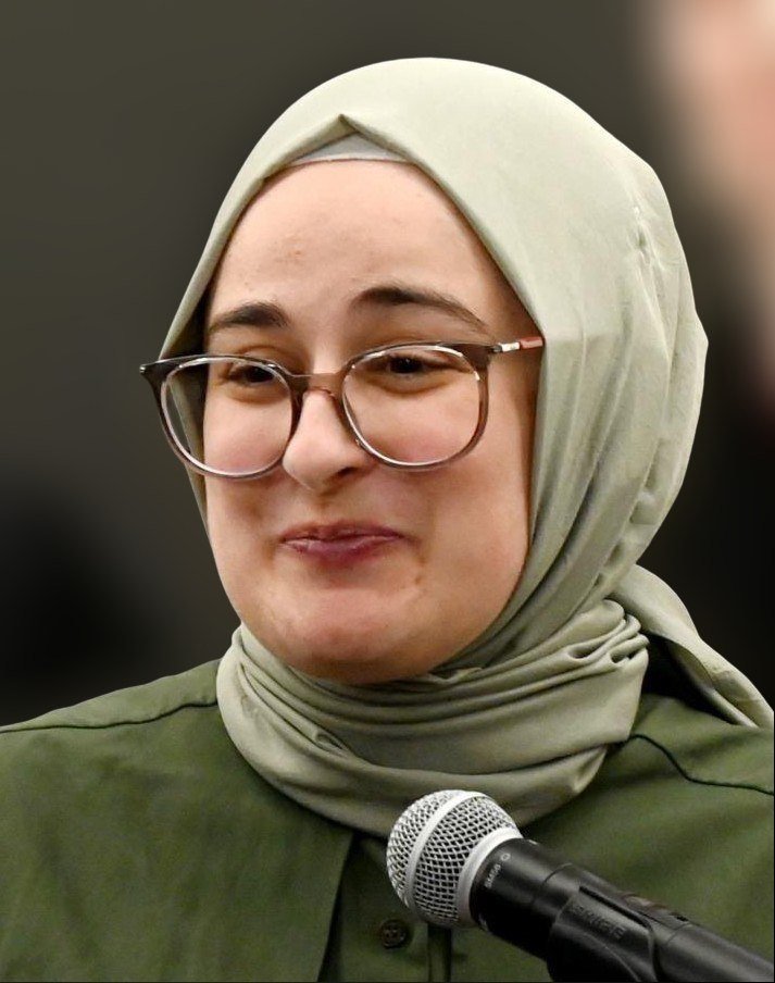 Rümeysa Öztürk speaks to reporters after her release, 12 May 2025.