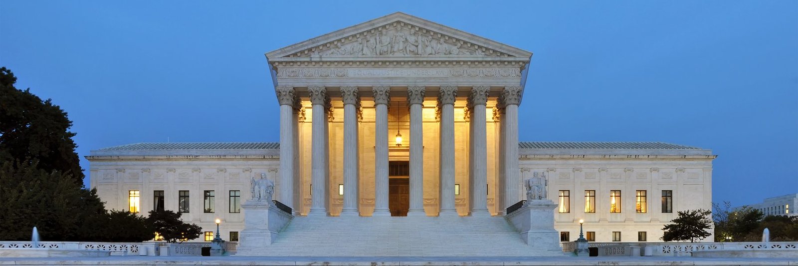 The United States Supreme Court building at dusk, Washington DC